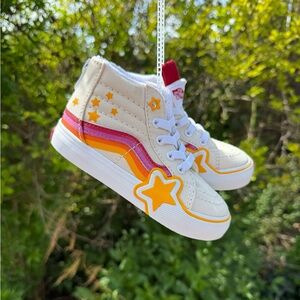 Vans Kids Retro Rainbow High-Top Sneakers in Cream, Yellow, Pink, Red